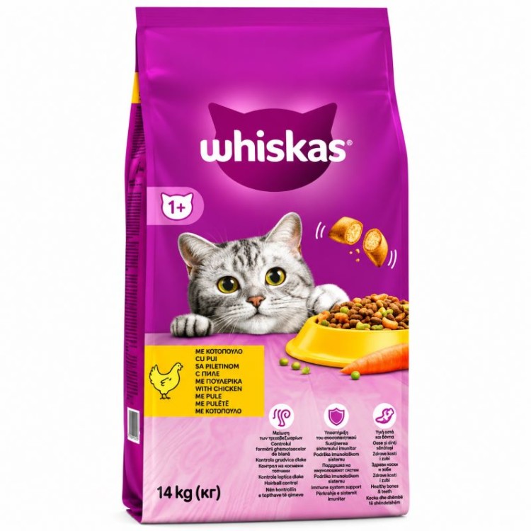 WHISKAS ADULT CAT ΞΗΡΗ ΤΡΟΦΗ ΓΑΤΑΣ ΜΕ ΚΟΤΟΠΟΥΛΟ 14kg