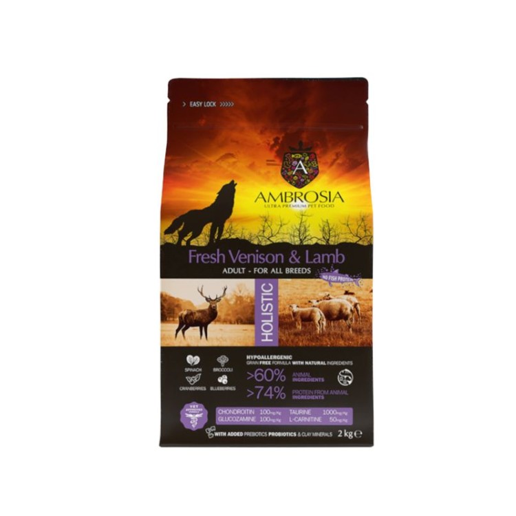 AMBROSIA GRAIN FREE ADULT DOG ALL BREEDS VENISON AND LAMB 12kg