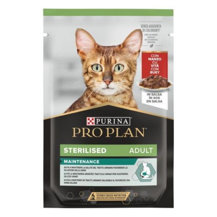 PURINA PROPLAN STERILISED ADULT CAT WET FOOD POUCH ΒΟΔΙΝΟ ΣΕ ΣΑΛΤΣΑ 85gr