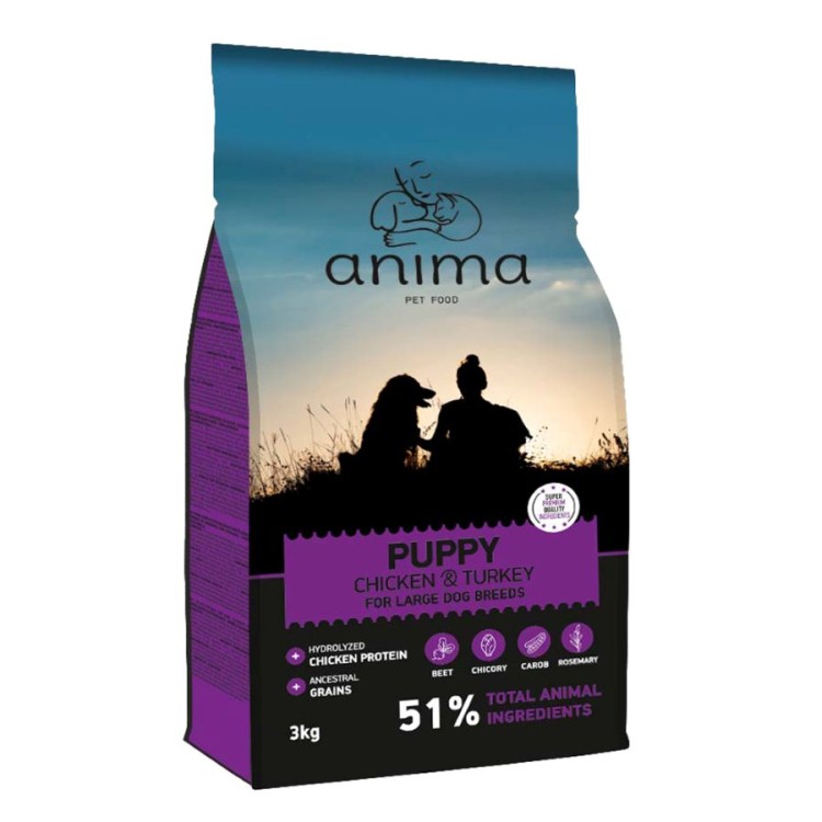 ANIMA PUPPY DOG LARGE BREEDS CHICKEN AND TURKEY 14kg