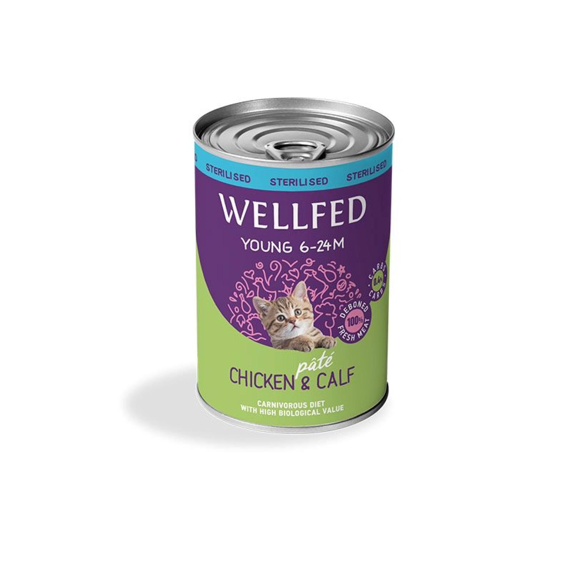 WELLFED STERILISED YOUNG CAT ΠΑΤΕ ΚΟΤΟΠΟΥΛΟ ΚΑΙ ΜΟΣΧΑΡΙ 400gr