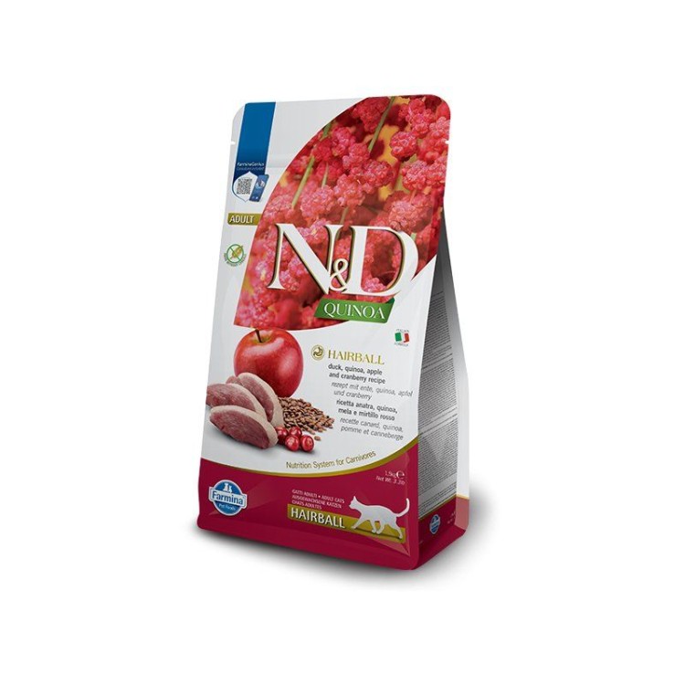 ND QUINOA GRAIN FREE DUCK AND APPLE HAIRBALL ADULT CAT 300gr
