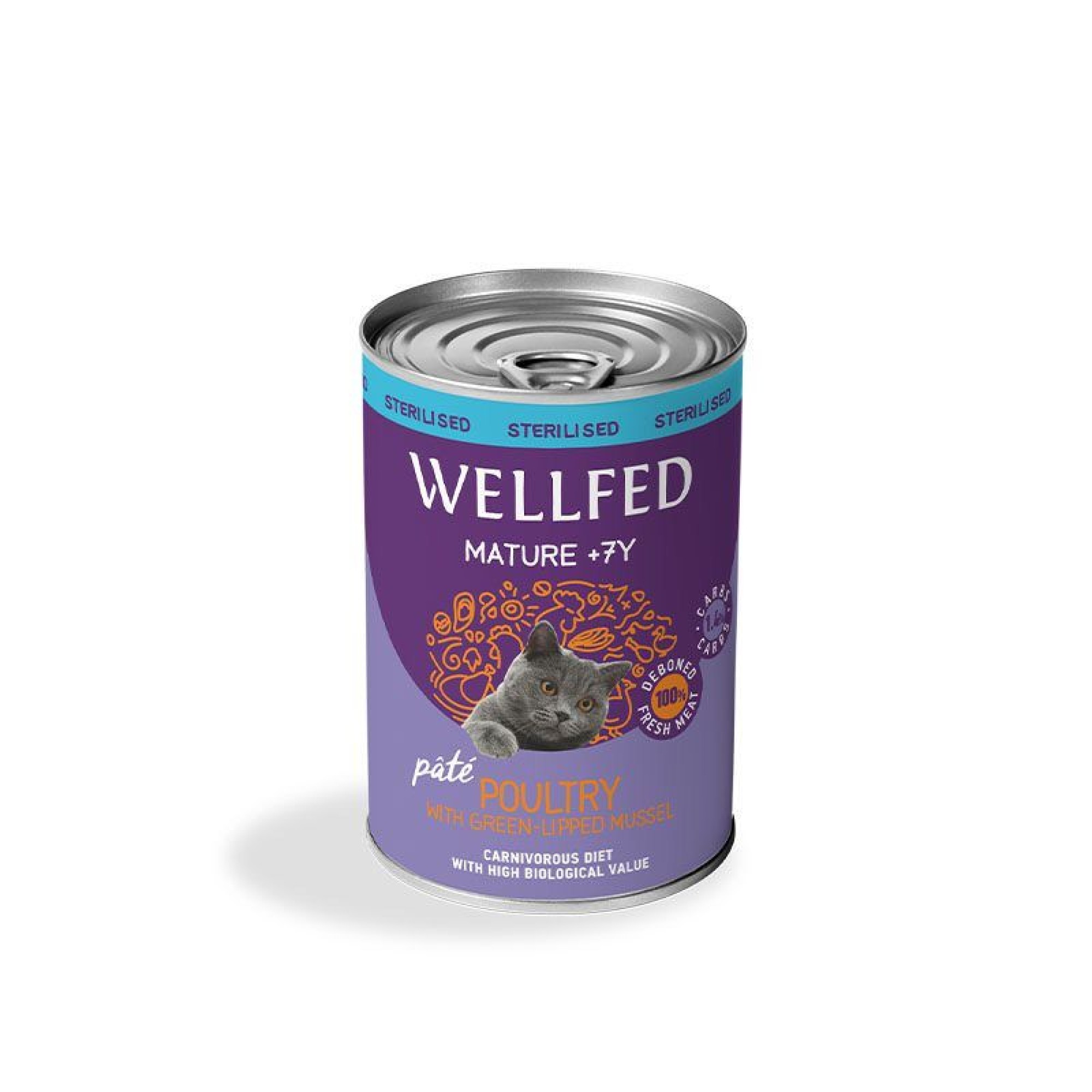WELLFED STERILISED MATURE CAT 7PLUS WET FOOD PATE ΠΟΥΛΕΡΙΚΑ ΚΑΙ ΜΥΔΙΑ 400gr