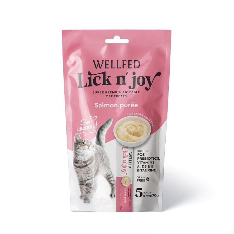 WELLFED LICK N' JOY CREAMY ΛΙΧΟΥΔΙΑ ΓΑΤΑΣ ΜΕ ΣΟΛΟΜΟ 5pcs x 14gr