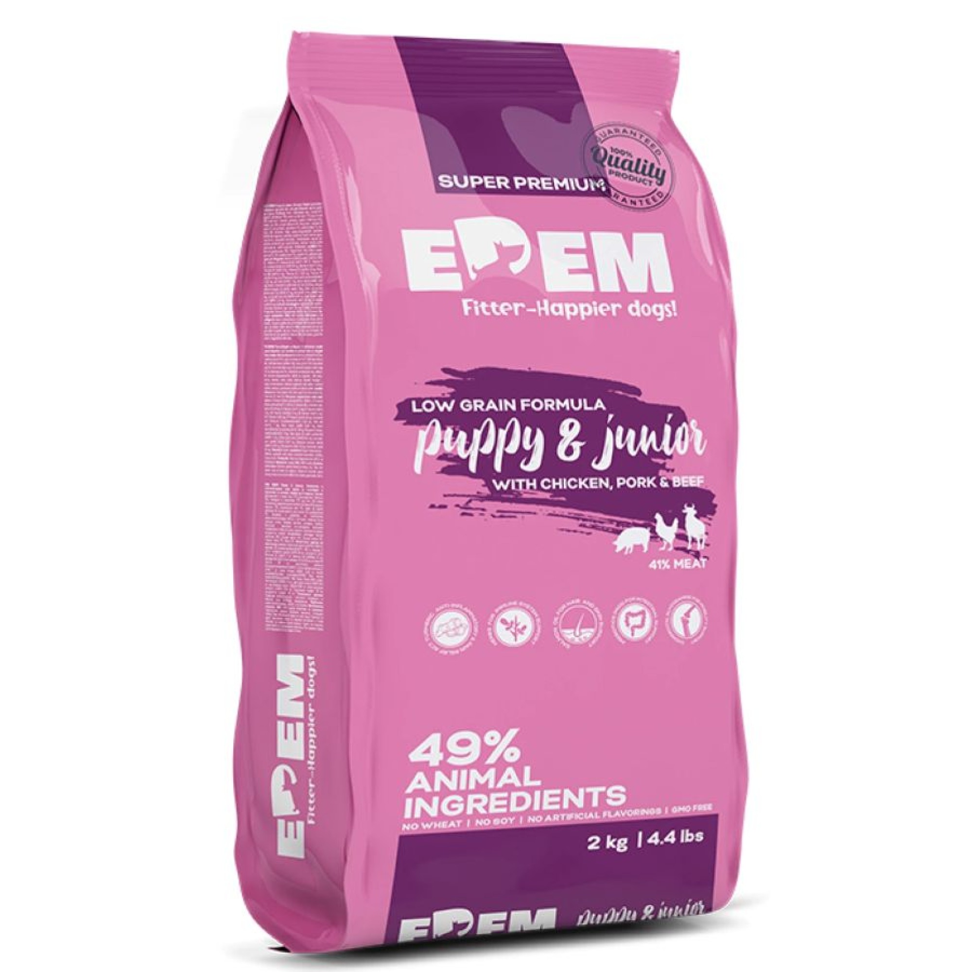 EDEM PUPPY AND JUNIOR ΚΟΤΟΠΟΥΛΟ ΧΟΙΡΙΝΟ ΚΑΙ ΒΟΔΙΝΟ 2kg ΚΑΙ 500gr ΔΩΡΟ