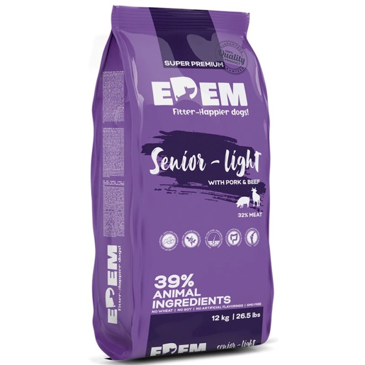 EDEM LIGHT SENIOR DOG ΧΟΙΡΙΝΟ ΚΑΙ ΒΟΔΙΝΟ 12kg