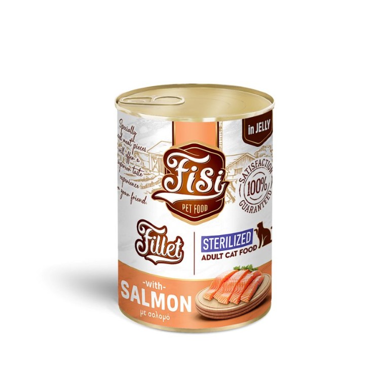 FISI ADULT CAT STERILIZED WET FOOD ΦΙΛΕΤΟ ΣΟΛΩΜΟΥ ΣΕ ΖΕΛΕ 400gr