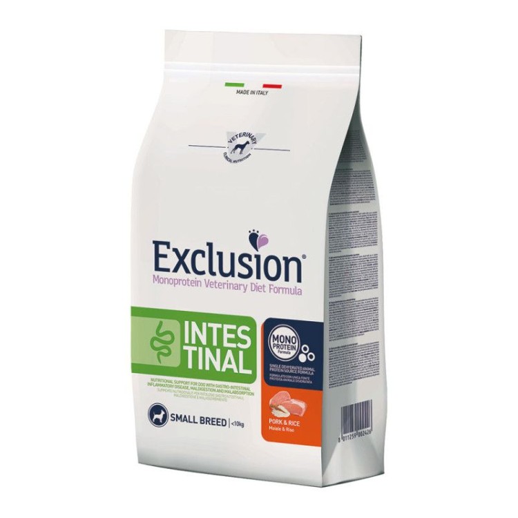 EXCLUSION VETERINARY DIET INTESTINAL PORK AND RICE ADULT DOG SMALL BREED 800gr