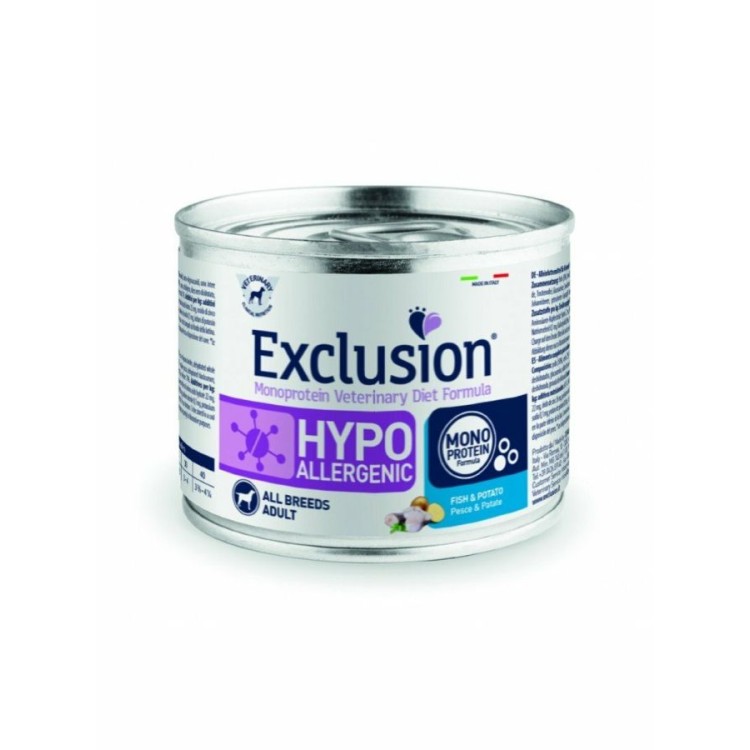 EXCLUSION VETERINARY DIET HYPOALLERGENIC FISH AND POTATO ADULT DOG ALL BREEDS 200gr