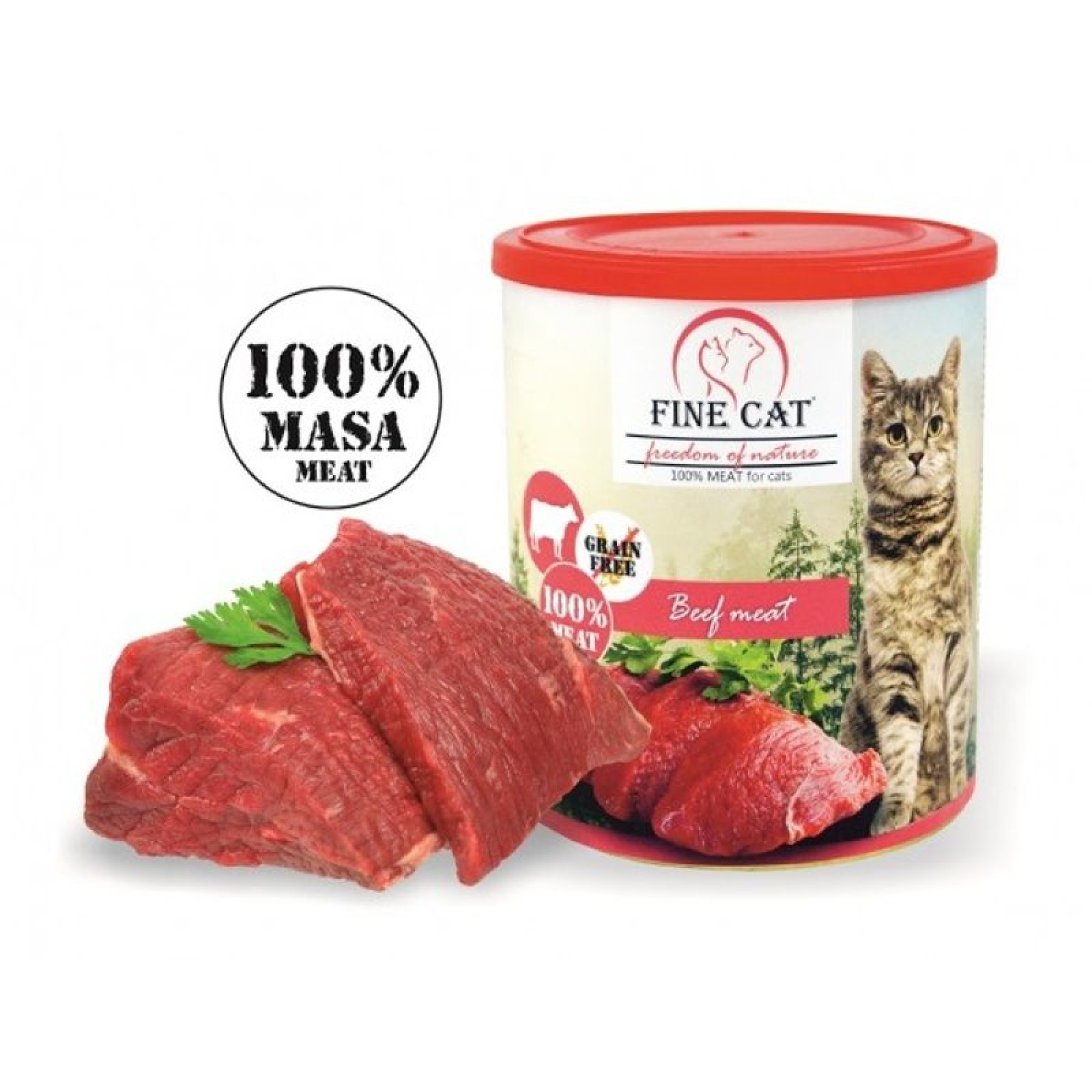 FINE CAT GRAIN FREE WET FOOD ADULT CAT ΜΕ ΜΟΣΧΑΡΙ 800gr