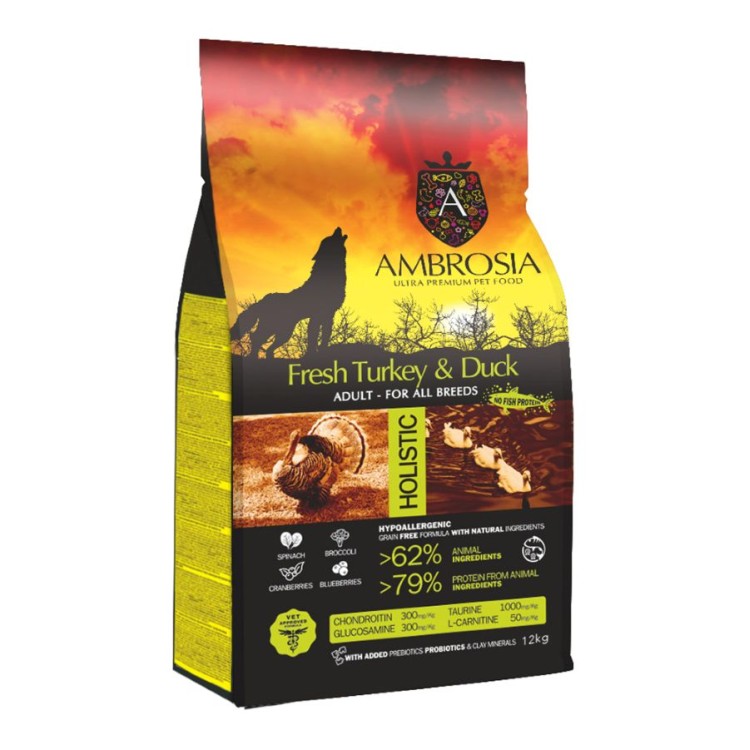 AMBROSIA GRAIN FREE ADULT ALL BREEDS TURKEY AND DUCK 12g