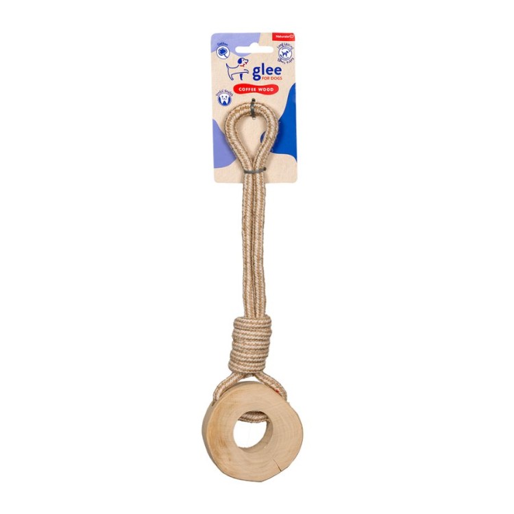 GLEE ΠΑΙΧΝΙΔΙ ΣΚΥΛΟΥ WHEEL WITH COTTON ROPE AND COFFEE WOOD 31CM GLEE ΠΑΙΧΝΙΔΙ ΣΚΥΛΟΥ WHEEL WITH COTTON ROPE AND COFFEE WOOD 31CM
