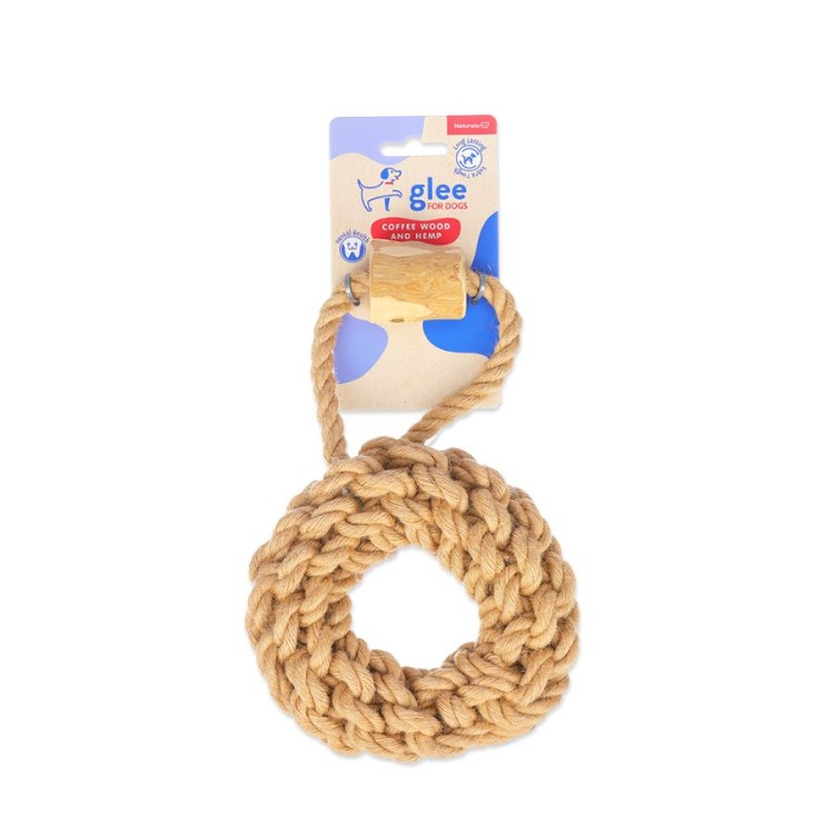 GLEE NATURALS COFFEE WOOD ΠΑΙΧΝΙΔΙ ΣΚΥΛΟΥ ΜΕ ΣΧΟΙΝΙ ΚΑΝΝΑΒΗΣ ΚΑΙ ΞΥΛΟ ΜΑΣΗΣΗΣ 15cm