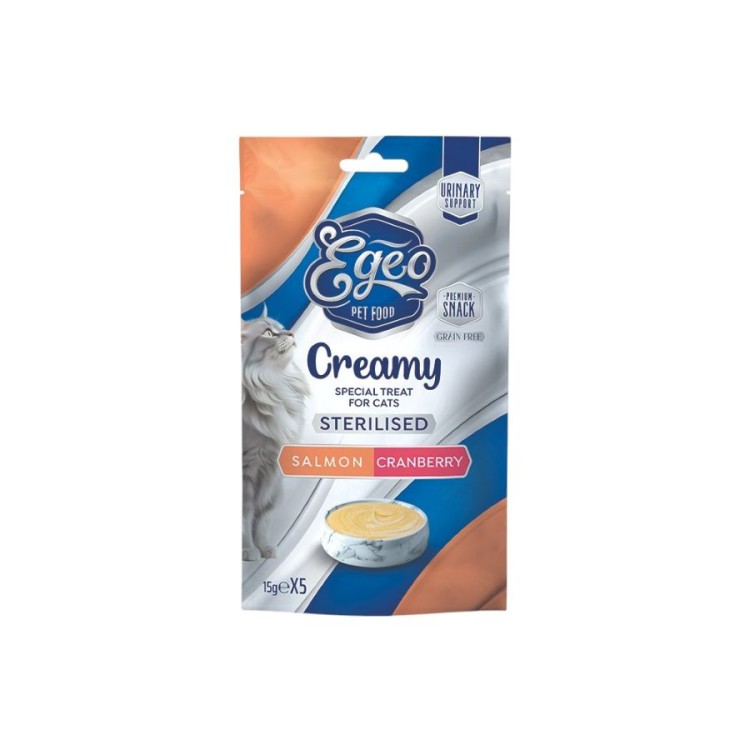EGEO STERILISED ADULT CAT CREAMY ΣΟΛΟΜΟΣ ΚΑΙ CRANBERRY 75gr