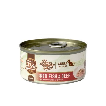 FISI PURE MEAT ADULT CAT ΚΟΚΚΙΝΟΨΑΡO ΚΑΙ ΒΟΔΙΝΟ ΣΕ ΚΟΜΜΑΤΑΚΙΑ 170gr