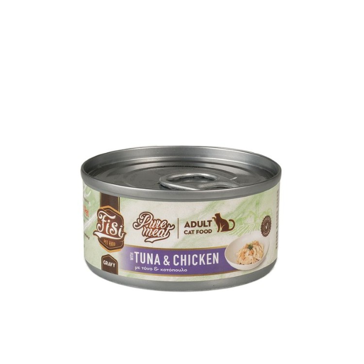 FISI PURE MEAT ADULT CAT WET FOOD ΤΟΝΟΣ ΚΑΙ ΚΟΤΟΠΟΥΛΟ ΣΕ ΣΑΛΤΣΑ 80gr