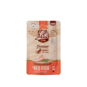 FISI PURE MEAT ADULT CAT WET FOOD HAIR SKIN MOUSSE ΚΟΚΚΙΝΟΨΑΡΟ 80gr