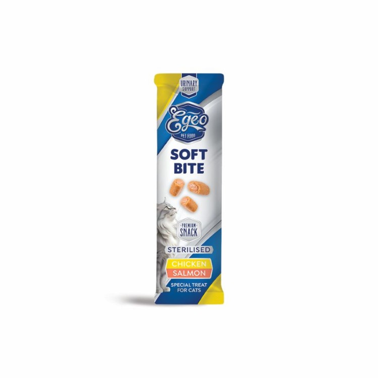 EGEO STERILISED ADULT CAT SOFT BITES ΚΟΤΟΠΟΥΛΟ ΚΑΙ ΣΟΛΟΜΟΣ 10gr