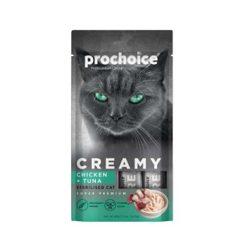 PROCHOICE SUPER PREMIUM STERILISED ADULT CAT WET FOOD CREAMY ΚΟΤΟΠΟΥΛΟ ΚΑΙ ΤΟΝΟΣ 4pcs x 15gr