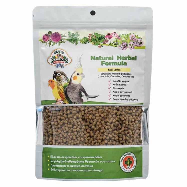 EVIA PARROTS NATURAL HERBAL FORMULA ΓΙΑ ΜΙΚΡΟΥΣ ΚΑΙ ΜΕΣΑΙΟΥΣ ΠΑΠΑΓΑΛΟΥΣ 500gr