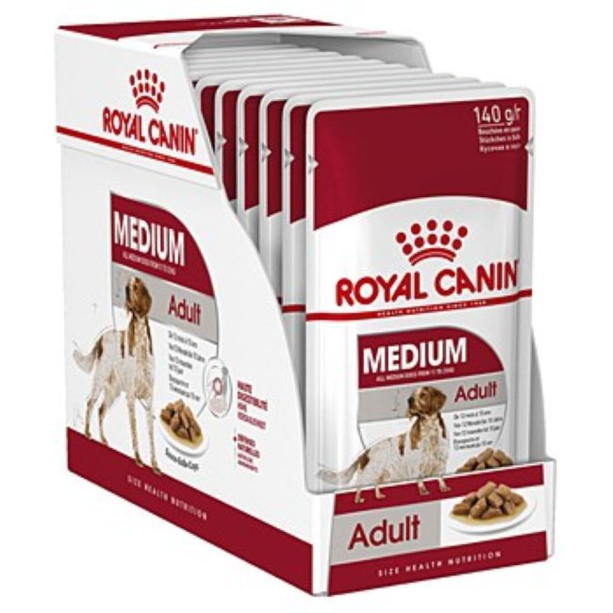 ROYAL CANIN MEDIUM ADULT DOG CHUNKS IN GRAVY POUCH 10x140gr