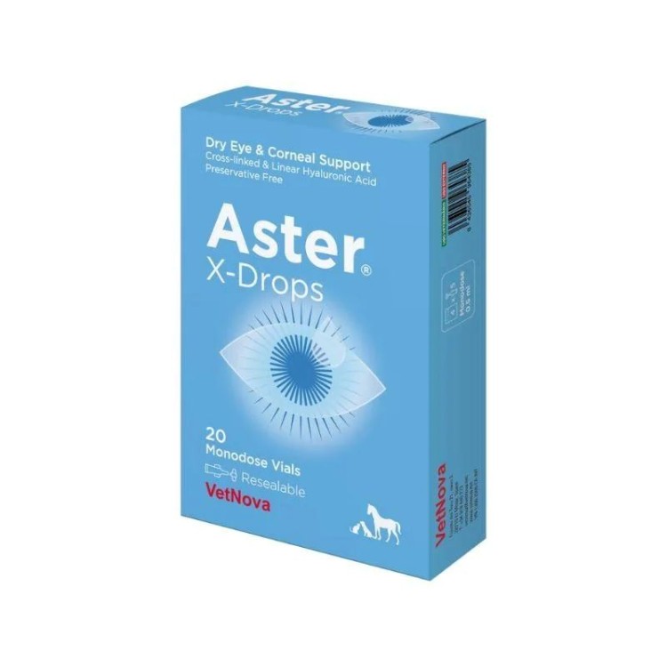 VETNOVA ASTER X DROPS 20 ΜΟΝΟΔΟΣΕΙΣ ΟΦΘΑΛΜΙΚΕΣ ΣΤΑΓΟΝΕΣ ΓΙΑ ΣΚΥΛΟ ΓΑΤΑ ΚΑΙ ΑΛΟΓΟ
