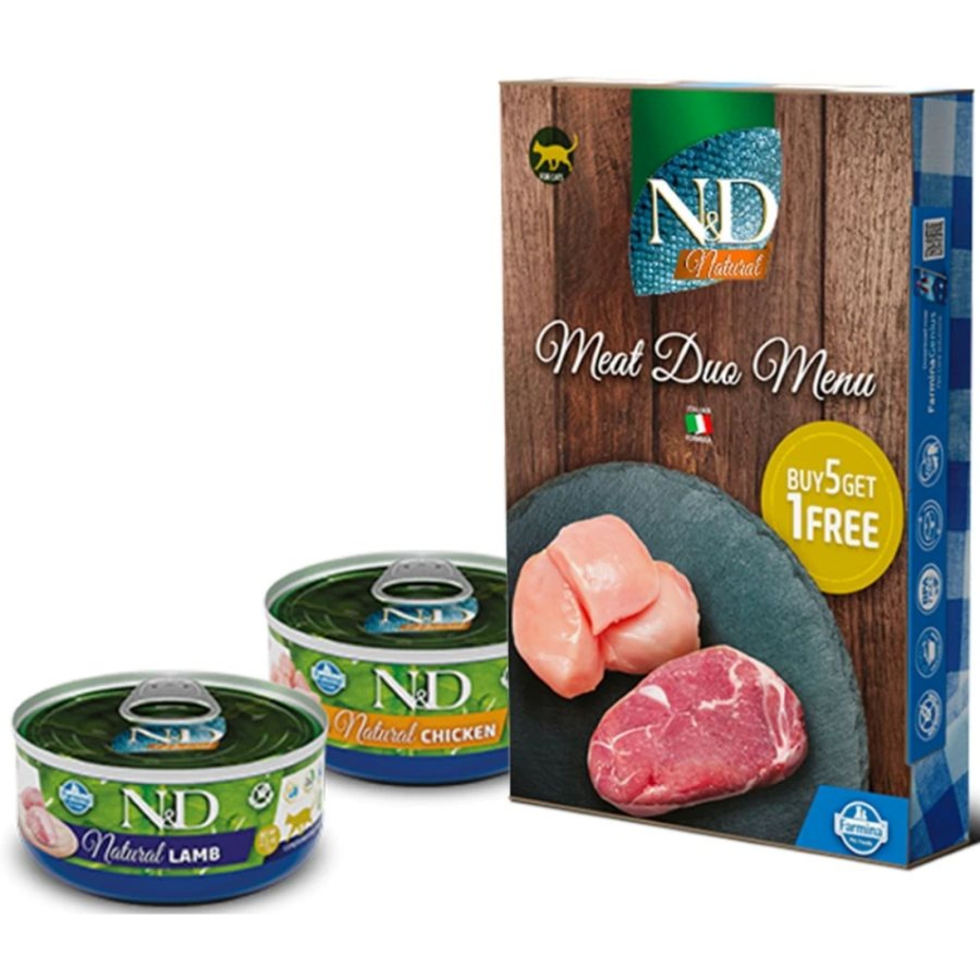 ND NATURAL ADULT CAT WET FOOD MEAT DUO MENU 6x70gr 5τμχ KAI 1τμχ ΔΩΡΟ