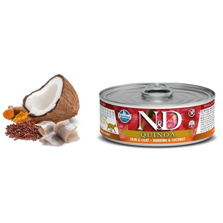 ND QUINOA ADULT CAT SKIN AND COAT WET FOOD ΚΙΝΟΑ ΡΕΓΓΑ ΚΑΙ ΚΑΡΥΔΑ 80gr