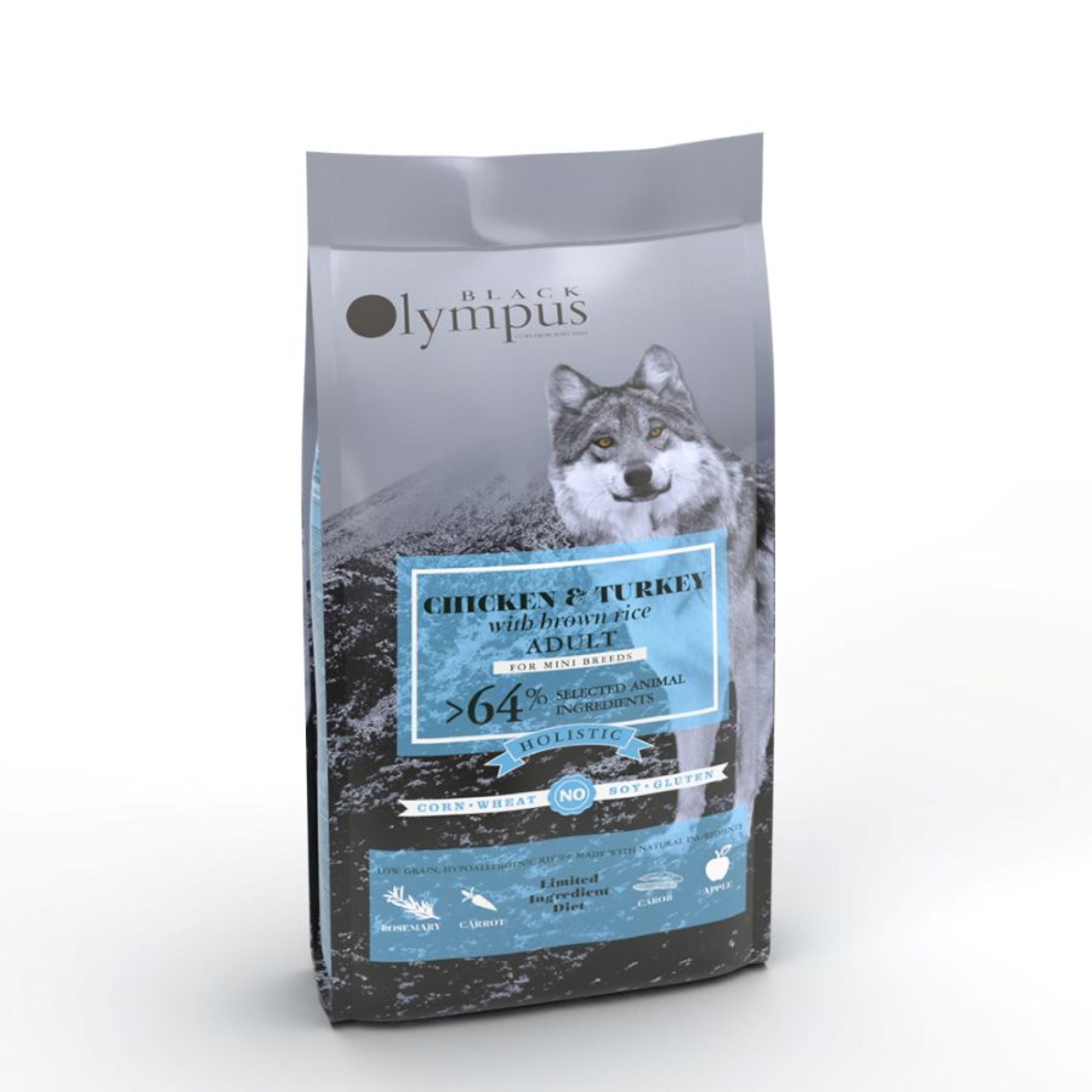 BLACK OLYMPUS LOW GRAIN ADULT MINI DOG ΚΟΤΟΠΟΥΛΟ ΓΑΛΟΠΟΥΛΑ ΚΑΙ ΚΑΣΤΑΝΟ ΡΥΖΙ 2kg