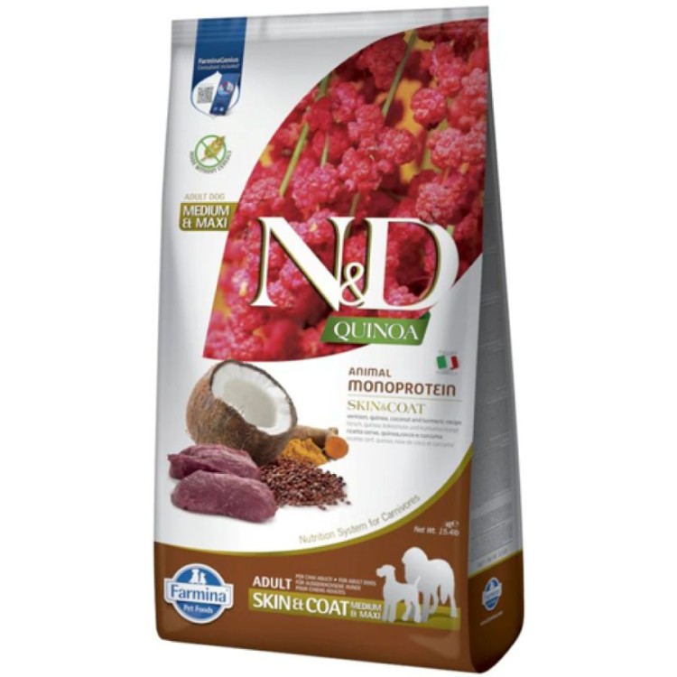 ND QUINOA GRAIN FREE ADULT DOG SKIN AND COAT VENISON AND COCONUT 7kg ND QUINOA GRAIN FREE ADULT DOG SKIN AND COAT VENISON AND COCONUT 7kg