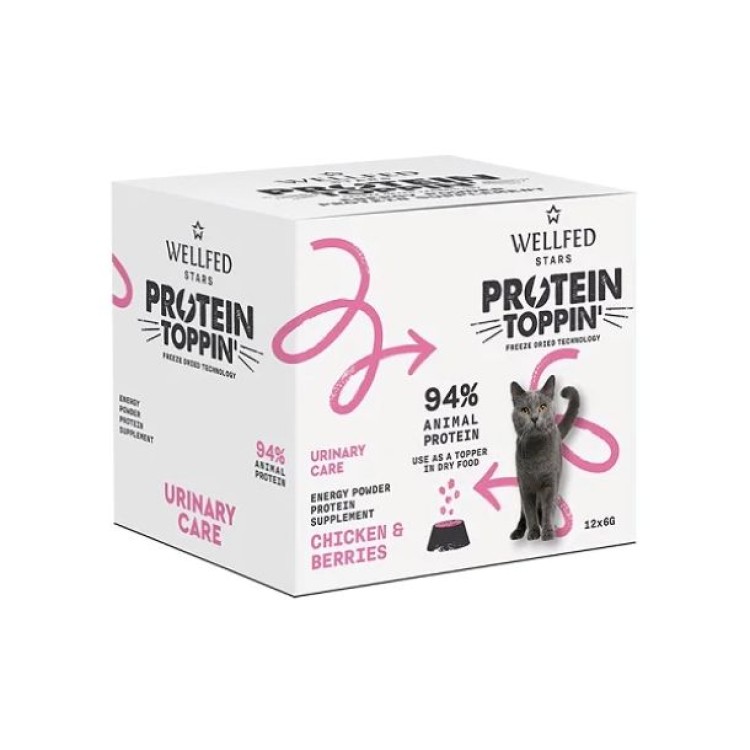 WELLFED FREEZE DRIED PROTEIN TOPPIN URINARY CARE ΣΥΜΠΛΗΡΩΜΑ ΔΙΑΤΡΟΦΗΣ ΓΑΤΑΣ ΚΟΤΟΠΟΥΛΟ ΚΑΙ ΜΟΥΡΑ 12pcs