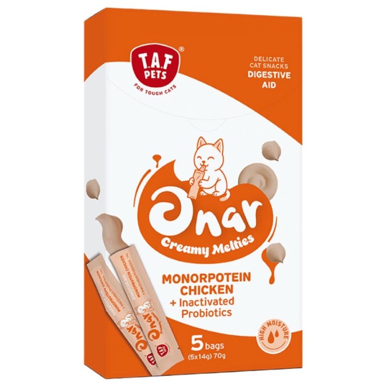 TAF PETS ONAR DIGESTIVE AID CAT CREAMY FOOD ΚΟΤΟΠΟΥΛΟ ΚΑΙ ΠΡΟΒΙΟΤΙΚΑ 5pcs x 14gr