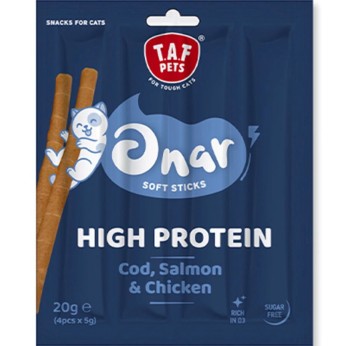TAF PETS ONAR HIGH PROTEIN SOFT STICKS ME ΜΠΑΚΑΛΙΑΡΟ ΣΟΛΟΜΟ ΚΑΙ ΚΟΤΟΠΟΥΛΟ 4pcs x 5gr