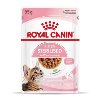 ROYAL CANIN SIZE HEALTH NUTRITION STERILISED KITTEN CAT CHUNKS IN GRAVY POUCH 85gr