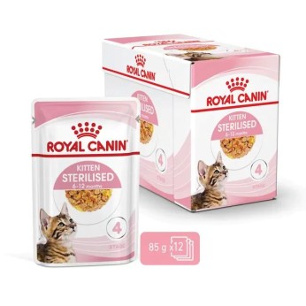 ROYAL CANIN SIZE HEALTH NUTRITION STERILISED KITTEN CAT CHUNKS IN GRAVY POUCH 12X85gr ROYAL CANIN SIZE HEALTH NUTRITION STERILISED KITTEN CAT CHUNKS IN GRAVY POUCH 12X85gr
