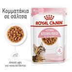 ROYAL CANIN SIZE HEALTH NUTRITION STERILISED KITTEN CAT CHUNKS IN GRAVY POUCH 12X85gr ROYAL CANIN SIZE HEALTH NUTRITION STERILISED KITTEN CAT CHUNKS IN GRAVY POUCH 12X85gr