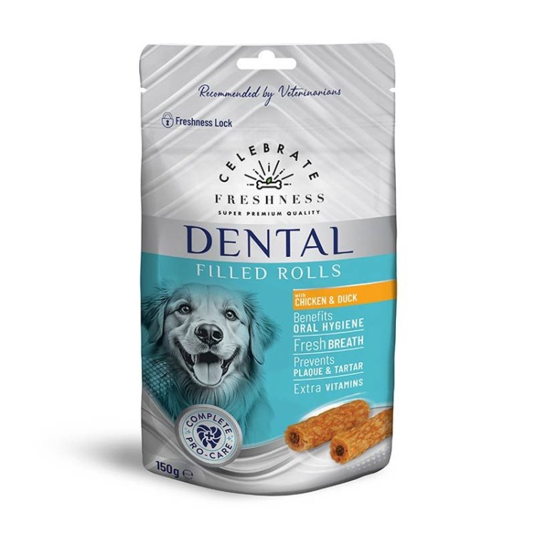 CELEBRATE FRESHNESS SUPER PREMIUM DENTAL FILLED BITES ADULT DOG ΚΟΤΟΠΟΥΛΟ ΚΑΙ ΠΑΠΙΑ 150gr CELEBRATE FRESHNESS SUPER PREMIUM DENTAL FILLED BITES ADULT DOG ΚΟΤΟΠΟΥΛΟ ΚΑΙ ΠΑΠΙΑ 150gr