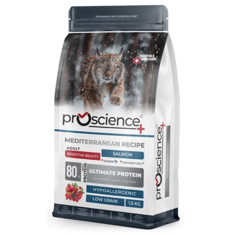 PROSCIENCE SENSITIVE HAIRSKIN AND BEAUTY ADULT CAT ΞΗΡΑ ΤΡΟΦΗ ΣΟΛΟΜΟΣ 1.5kg