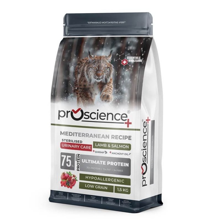 PROSCIENCE STERILISED URINARY ADULT CAT ΞΗΡΑ ΤΡΟΦΗ ΑΡΝΙ ΚΑΙ ΣΟΛΟΜΟΣ 1.5kg