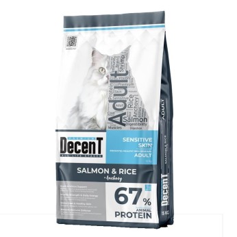 DECENT SENSITIVE SKIN ADULT CAT PREMIUM ΞΗΡΑ ΤΡΟΦΗ ΣΟΛΟΜΟΣ KΑΙ ΡΥΖΙ 15kg