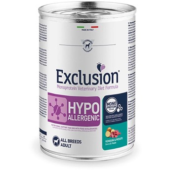 EXCLUSION VETERINARY DIET HYPOALLERGENIC ADULT DOG ALL BREEDS VENISON AND POTATO CAN 400gr