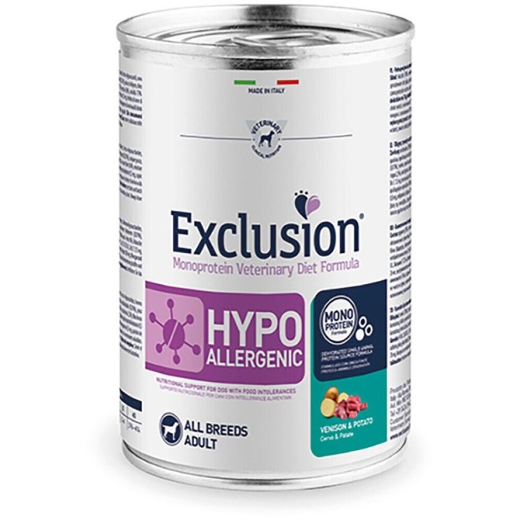 EXCLUSION VETERINARY DIET HYPOALLERGENIC ADULT DOG ALL BREEDS VENISON AND POTATO CAN 400gr