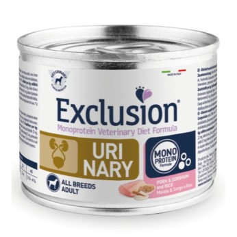 EXCLUSION VETERINARY DIET URINARY ADULT DOG PORK SORGHUM AND RICE CAN 200gr