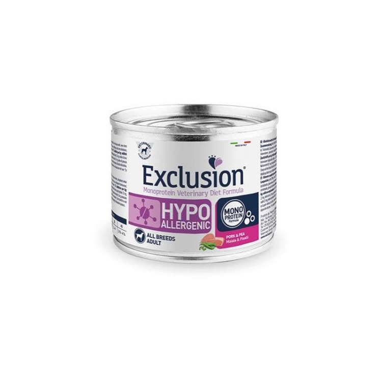 EXCLUSION VETERINARY DIET HYPOALLERGENIC ADULT DOG ALL BREEDS PORK AND PEA CAN 200GR