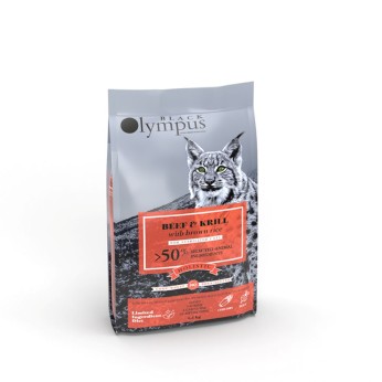 BLACK OLYMPUS LOW GRAIN STERILISED ADULT CAT ΒΟΔΙΝΟ ΚΑΙ ΚΡΙΛ 1.5kg