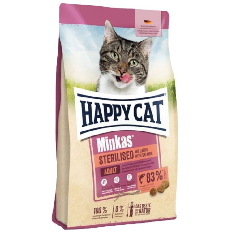 HAPPY CAT MINKAS STERILIZED ADULT CAT FOOD ΜΕ ΣΟΛΟΜΟ 4kg