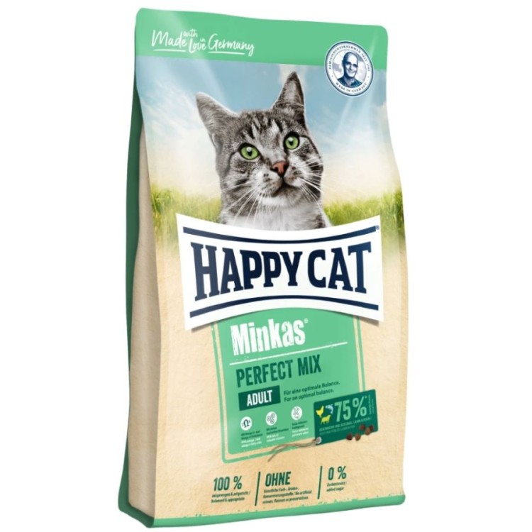 HAPPY CAT MINKAS PERFECT MIX ADULT CAT FOOD ΜΕ ΠΟΥΛΕΡΙΚΑ ΑΡΝΙ ΚΑΙ ΨΑΡΙΑ 4kg