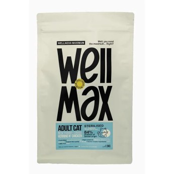 WELLMAX LOW GRAIN STERILIZED ADULT CAT CHICKEN AND HERRING 1.5kg