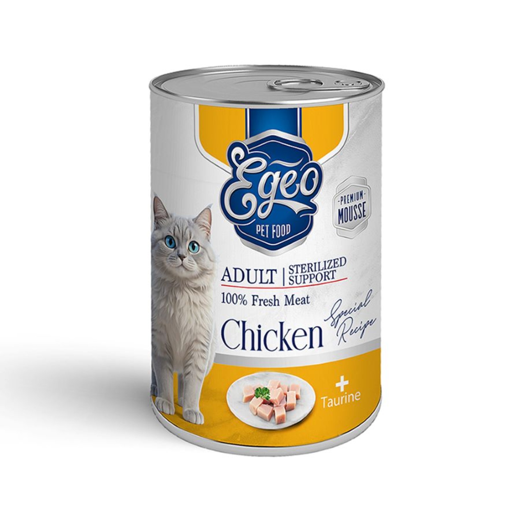 EGEO STERILIZED ADULT CAT WET FOOD ΚΟΤΟΠΟΥΛΟ ΜΕ ΤΑΥΡΙΝΗ ΣΕ ΜΟΥΣ 375gr