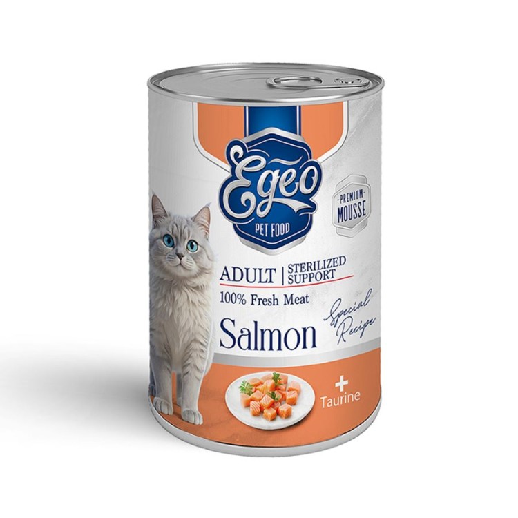 EGEO STERILIZED ADULT CAT WET FOOD ΣΟΛΟΜΟΣ ΜΕ ΤΑΥΡΙΝΗ ΣΕ ΜΟΥΣ 375gr